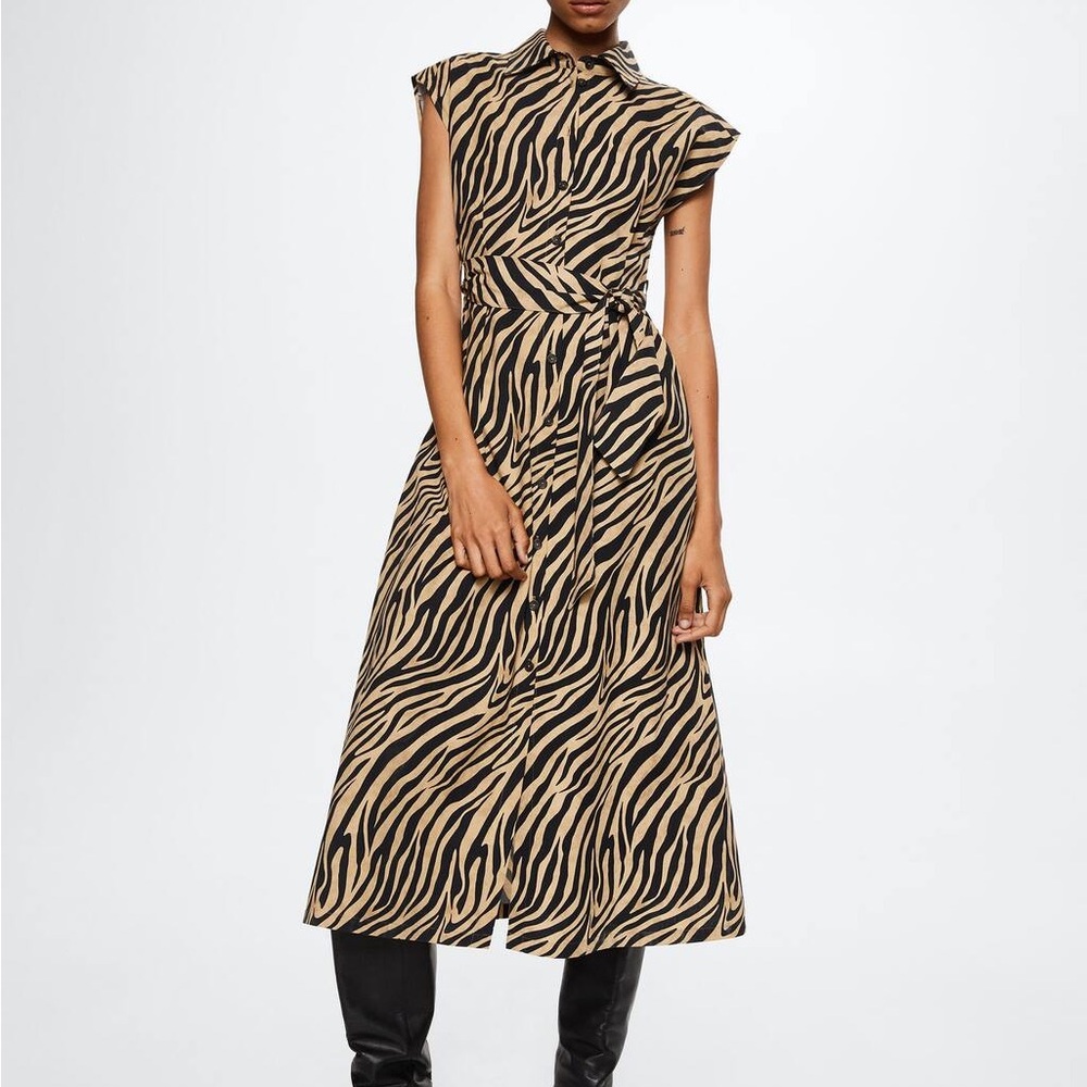 Mango tiger-print midi dress size small